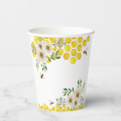 Honey Bee and Daisies Personalisiert Baby Shower Pappbecher (Rückseite)