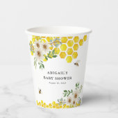 Honey Bee and Daisies Personalisiert Baby Shower Pappbecher (Vorderseite)