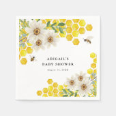 Honey Bee and Daisies Personalisiert Baby Shower Serviette (Vorderseite)
