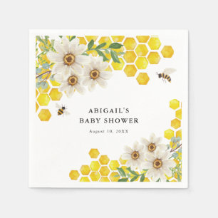 Honey Bee and Daisies Personalisiert Baby Shower Serviette