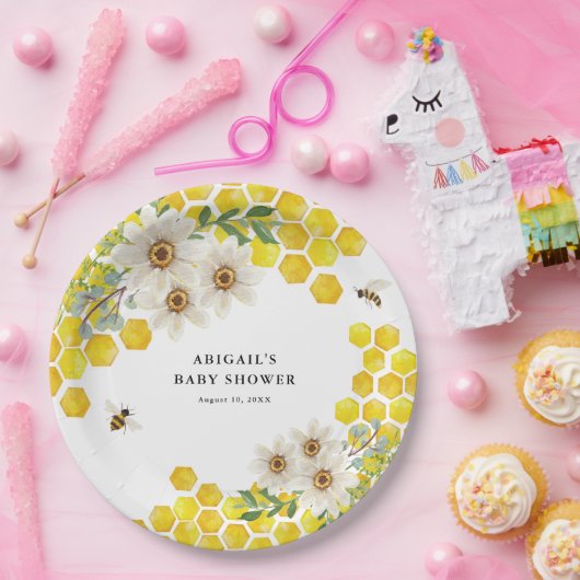 Honey Bee and Daisies Personalisiert Pappteller (Party)