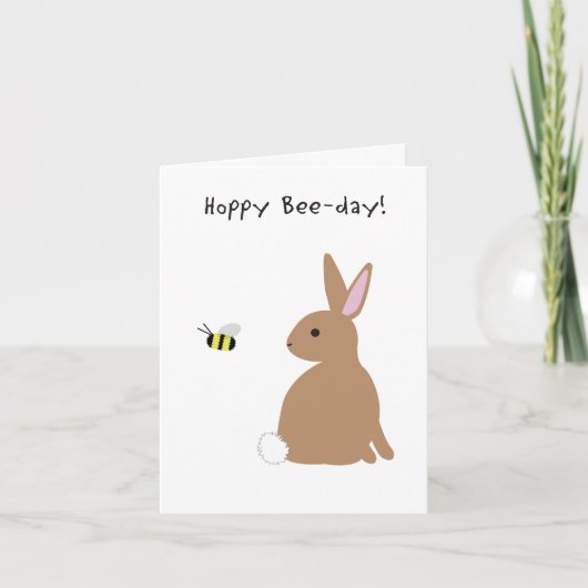 Honey Bee and Honey Bunny Birthday Card Karte (Vorderseite)