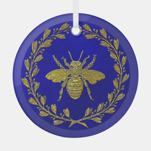 Honey Bee and Wreath Ornament Aus Glas (Vorderseite)