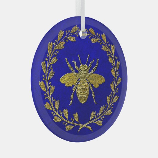 Honey Bee and Wreath Ornament Aus Glas (Vorderseite Rechts)