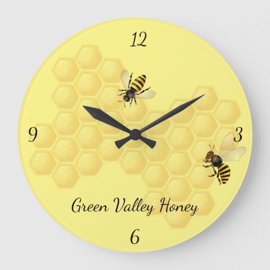 Honey Bee Apiary Business Custom Große Wanduhr (Vorderseite)