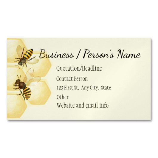 Honey Bee Apiary Business Custom Magnetische Visitenkarte (Vorderseite)
