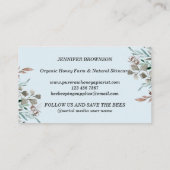 Honey Bee Apiary Floral Rustic Blue Visitenkarte (Rückseite)
