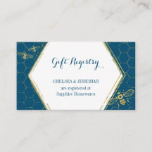 Honey Bee Aquamarin Gold Gift Registrierungskarte
