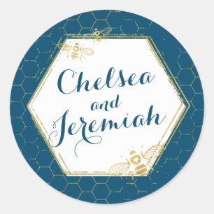 Honey Bee Aquamarin Gold Individuelle Name Sticker