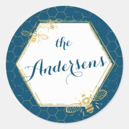 Honey Bee Aquamarin Gold Individuelle Name Sticker