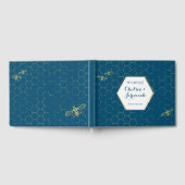 Honey Bee Aquamarin Gold Muster Custom Wedding Gästebuch (Voll)