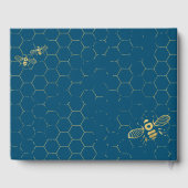 Honey Bee Aquamarin Gold Muster Custom Wedding Gästebuch (Rückseite)