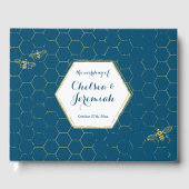 Honey Bee Aquamarin Gold Muster Custom Wedding Gästebuch (Vorderseite)