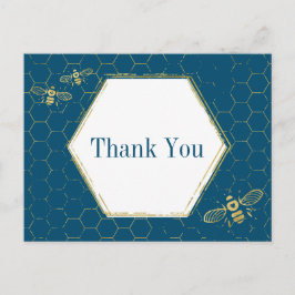 Honey Bee Aquamarin Gold Muster Vielen Dank Postkarte