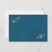 Honey Bee Aquamarin Gold Pattern RSVP Card Karte (Rückseite)