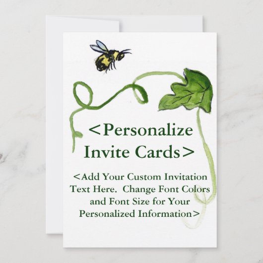 Honey Bee Art Custom Party Einladungen (Rückseite)