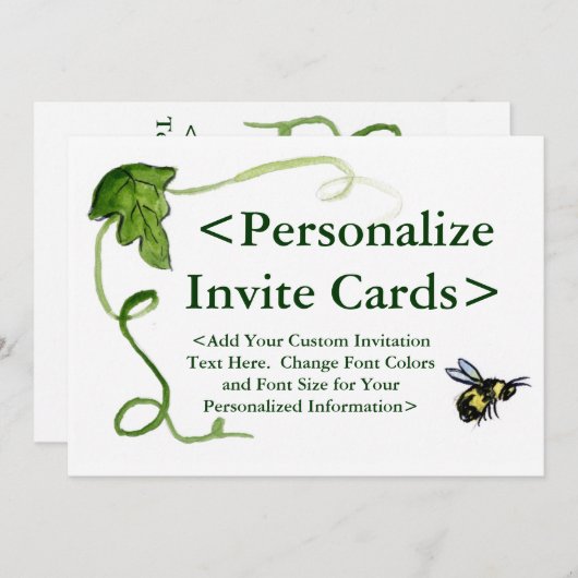 Honey Bee Art Custom Party Einladungen (Vorne/Hinten)