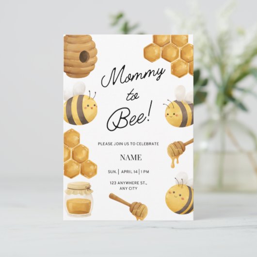 Honey Bee, Baby Dusche einladen Einladung (Stehend Vorderseite)