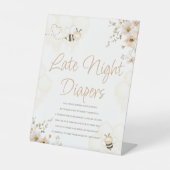 Honey Bee Baby Dusche Spate Night Diapers signiere Sockelschild (Vorderseite)