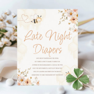 Honey Bee Baby Dusche Spate Night Diapers signiere Sockelschild