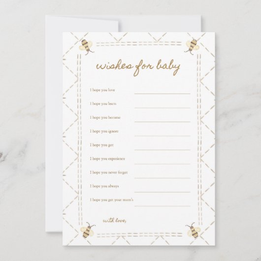 Honey Bee Baby Dusche Wünsche für Babykarten Einladung (Vorderseite)