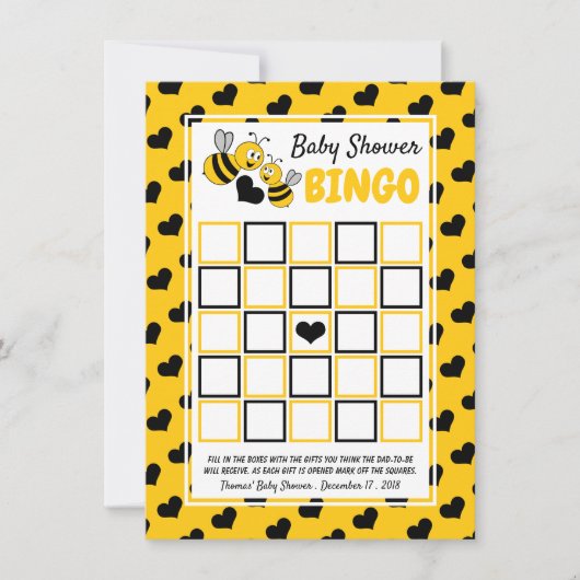 Honey Bee, Baby Shower Bingo (Vorderseite)