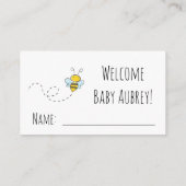 Honey Bee Baby Shower Diaper Raffle Ticket Begleitkarte (Rückseite)