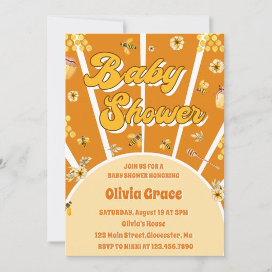 Honey Bee Baby Shower Einladung (Vorderseite)