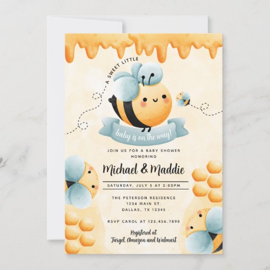 Honey Bee Baby Shower Einladung (Vorderseite)