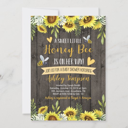 Honey Bee Baby Shower Einladung (Vorderseite)