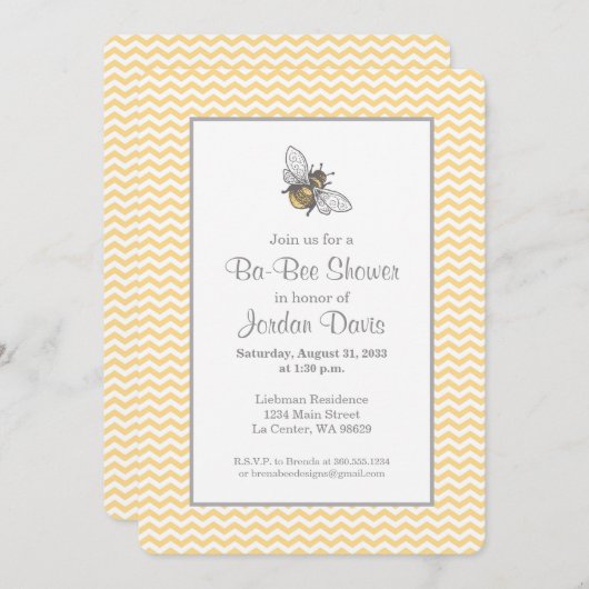 Honey Bee Baby Shower Einladung (Vorne/Hinten)