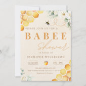 Honey Bee Baby Shower Floral Babee Einladung (Vorderseite)