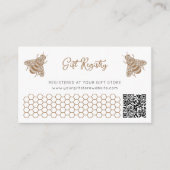 Honey Bee Baby Shower QR Code Geschenkregister Begleitkarte (Vorderseite)