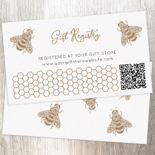Honey Bee Baby Shower QR Code Geschenkregister Begleitkarte