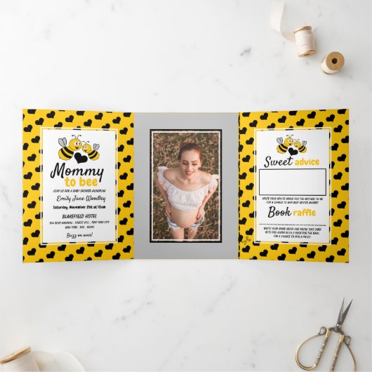 Honey Bee, Baby Shower Suite Dreifach Gefaltete Einladung (Innenseite)