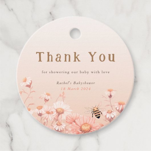 Honey Bee Babydusche Danke Tag Geschenkanhänger (Vorderseite)