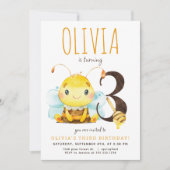 Honey Bee Bee Dritte Geburtstagseinladung Einladung (Vorderseite)