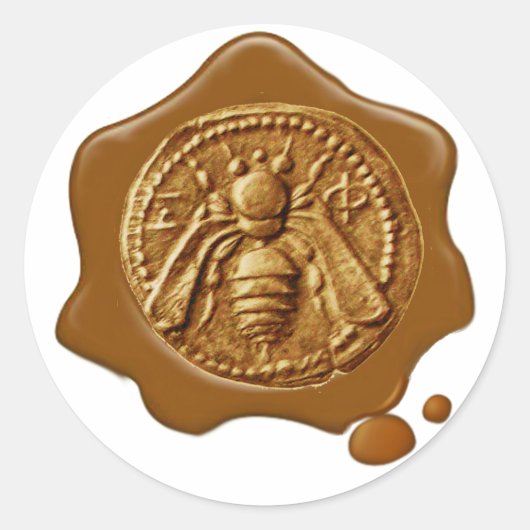 HONEY BEE, BEEKEEPER BEEKEEPING BROWN WAX SIEGEL RUNDER AUFKLEBER (Vorderseite)