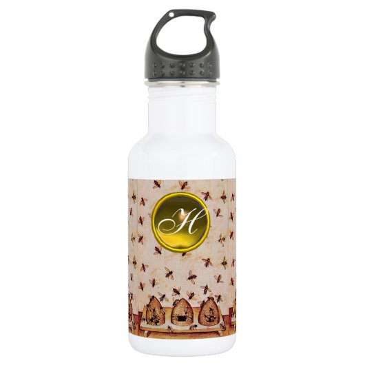 HONEY BEE, BEEKEEPER, Gemstone Monogramm Trinkflasche (Vorderseite)