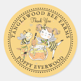 Honey Bee Beekeeper Honey Products Thank You Runder Aufkleber