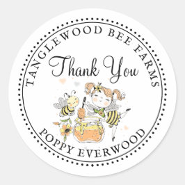 Honey Bee Beekeeper Honey Products Thank You Runder Aufkleber