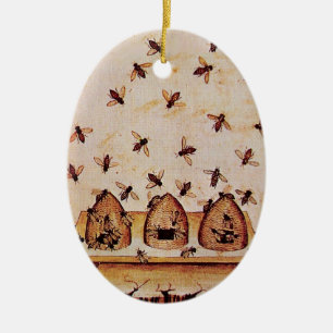 HONEY BEE, BEEKEPER KERAMIKORNAMENT