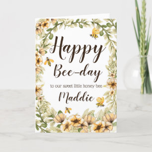 Honey Bee Birthday Card Bee and Sunflowers Dankeskarte