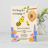 Honey Bee Birthday Einladung (Stehend Vorderseite)