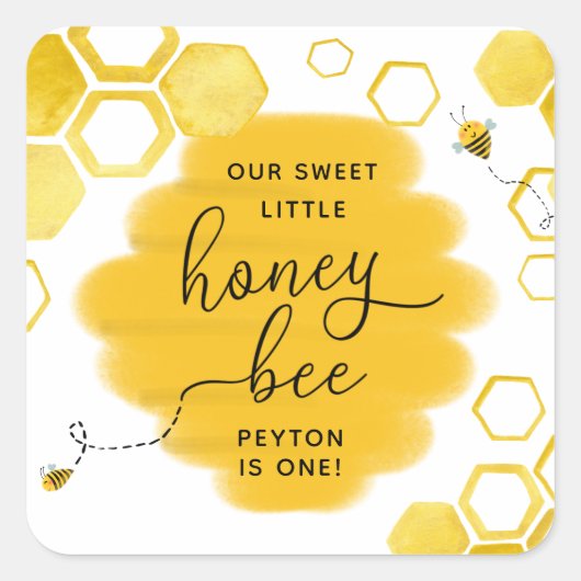 Honey Bee Birthday Favor Sticker (Vorderseite)