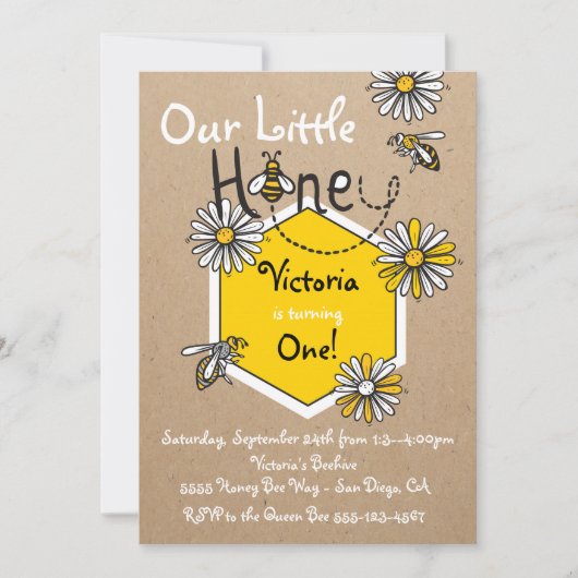 Honey Bee Birthday Party Einladung (Vorderseite)