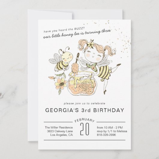 Honey Bee Birthday Party Einladung (Vorderseite)