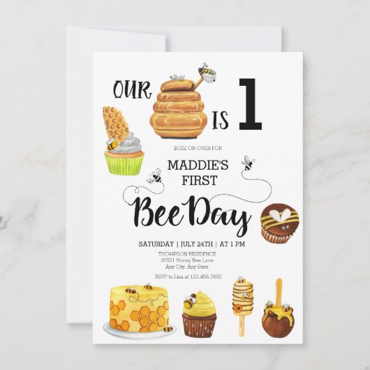 Honey Bee Birthday Party Einladung (Vorderseite)