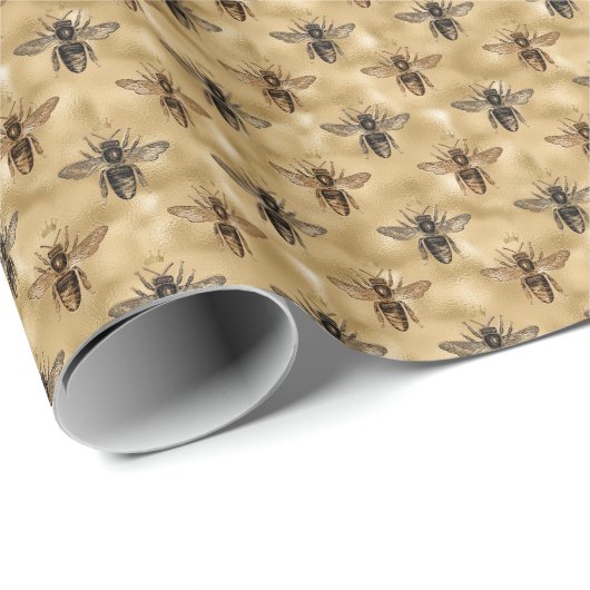 Honey Bee Birthday Party Wrapping Paper Geschenkpapier (Rolleneckpunkt)