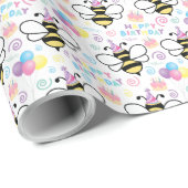 Honey Bee Birthday Wrapping Paper Geschenkpapier (Rolleneckpunkt)